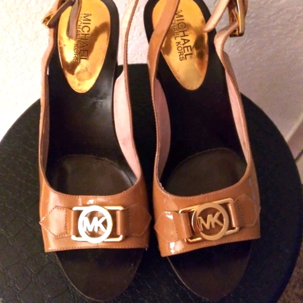 Michael Kors Patent Leather Wedge Slings